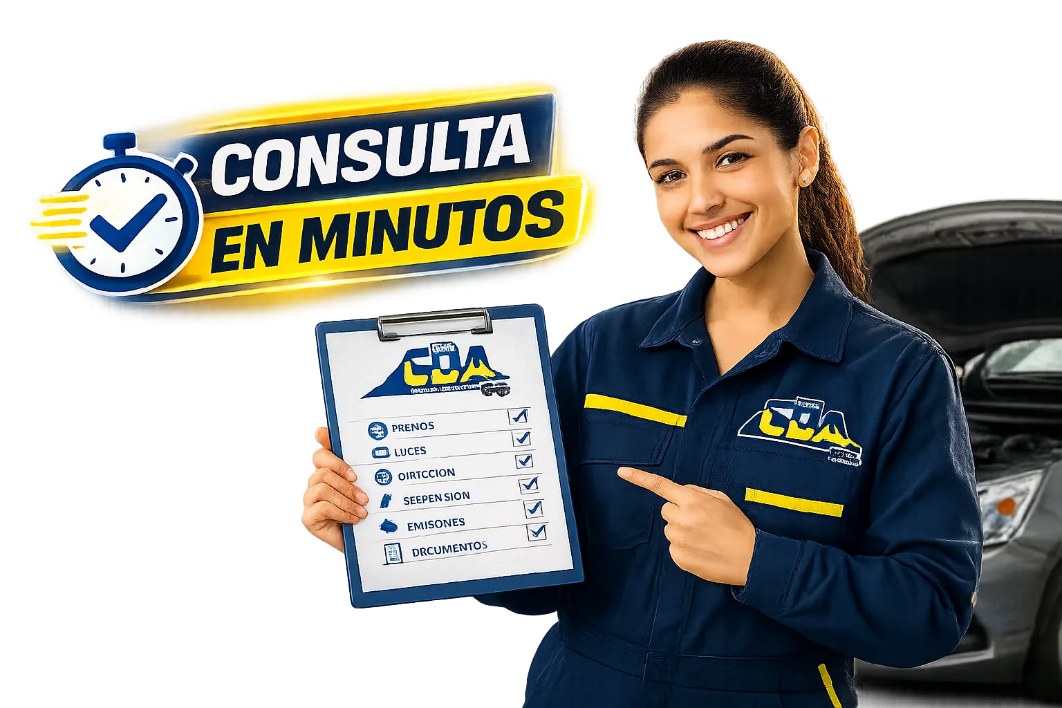 Técnica del CDA Farallones de Sutatausa mostrando la lista de revisión técnico mecánica
