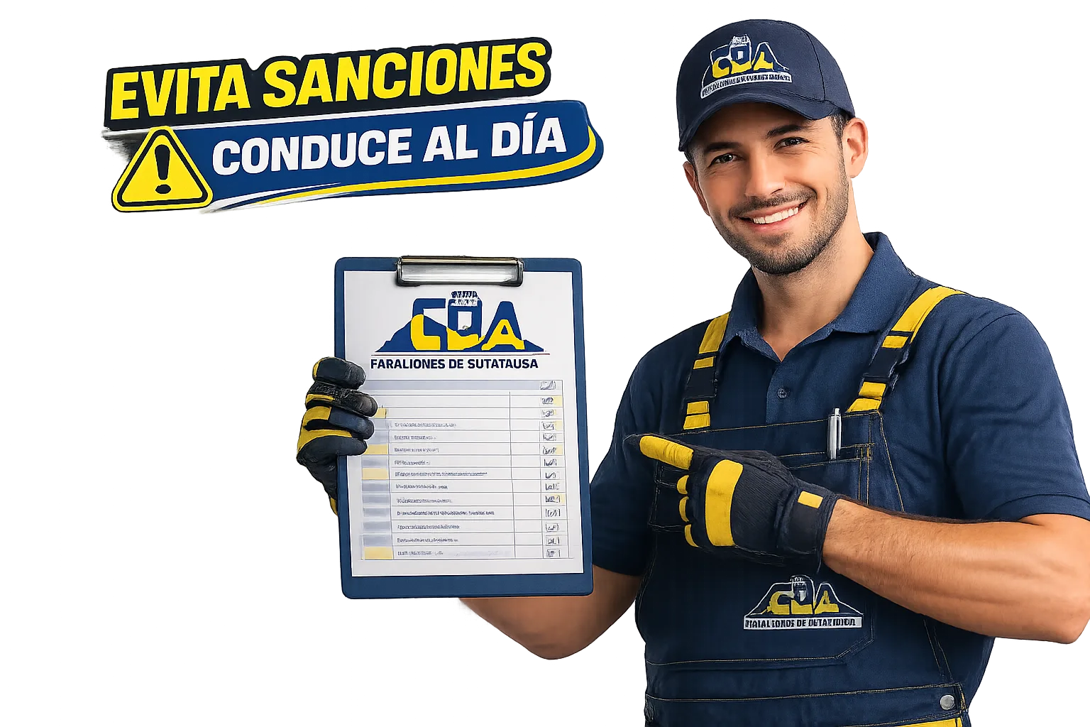Técnico del CDA Farallones con el certificado de revisión técnico mecánica al día
